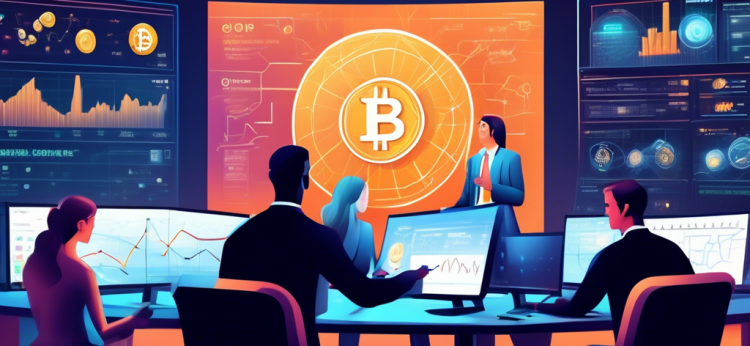 Create a digital illustration of a diverse group of investors carefully analyzing cryptocurrency charts on large screens, with symbols like Bitcoin, Ethereum, and other altcoins. The environment should be futuristic and high-tech, conveying the smart and calculated approach to crypto investment. Include elements like blockchain graphics, secure digital wallets, and users following essential tips listed on a bulletin board.