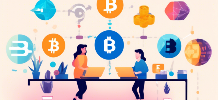 Create an image for an article titled How to Earn Free Crypto: A Beginner's Guide. The image should depict a friendly, modern digital scene with a diverse group of people engaging in various online activities that lead to earning cryptocurrency. Show elements like computers, smartphones, digital wallets, and icons representing popular cryptocurrencies (e.g., Bitcoin, Ethereum). Infuse the image with a sense of learning and discovery, using vibrant colors and a welcoming atmosphere to attract beginners to the world of crypto.