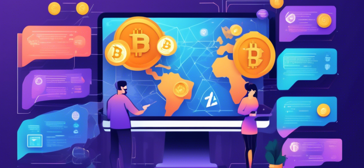 Create a detailed and informative illustration that visually explains the concept of crypto exchanges for beginners. Show a flowchart or infographic style where users can see how to create an account, deposit funds, trade different cryptocurrencies, monitor their investments, and withdraw funds. Include visuals of common cryptocurrencies like Bitcoin and Ethereum, user interface elements of a trading platform, and security features like two-factor authentication. Make the design friendly and accessible to newcomers.