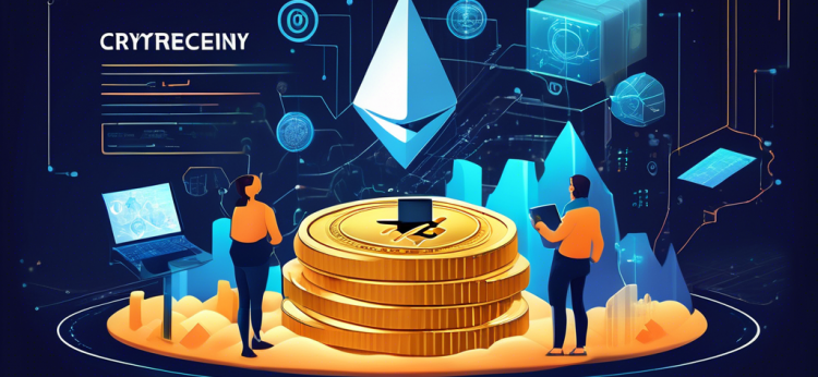 Create an image that represents a detailed and informative guide to discovering the best cryptocurrency. The scene should feature a futuristic digital landscape with interconnected blockchain networks, crypto icons like Bitcoin, Ethereum, and others, and a person analyzing charts and data on a high-tech device. The background could include elements like digital coins, a secure vault, and a roadmap leading to the 'best cryptocurrency,' emphasizing comprehensive research and discovery.