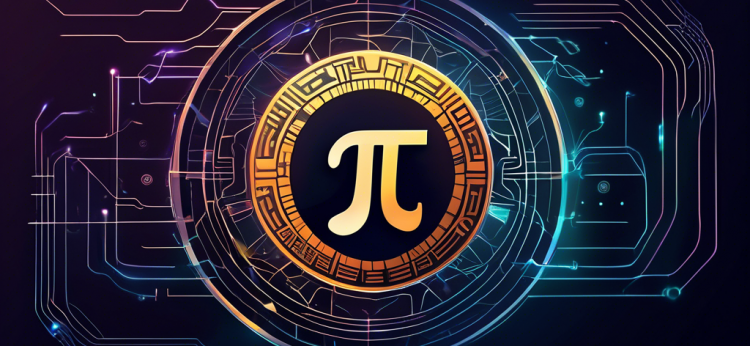 Create an illustration that represents the concept of Pi Coin, a digital cryptocurrency. The image should feature futuristic digital coin visuals with the Pi symbol (π) prominently displayed. Include elements like blockchain symbols, digital wallets, and nodes connecting across a global network to emphasize the technological and decentralized aspects of Pi Coin. The background should have a sleek, modern design with hints of financial graphs or charts to reflect its current market value.